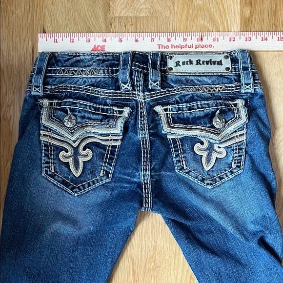 Women’s Rock Revival Buckle Exclusive Fleur De Lis Bootcut Jeans - Size 26 - Picture 6 of 11